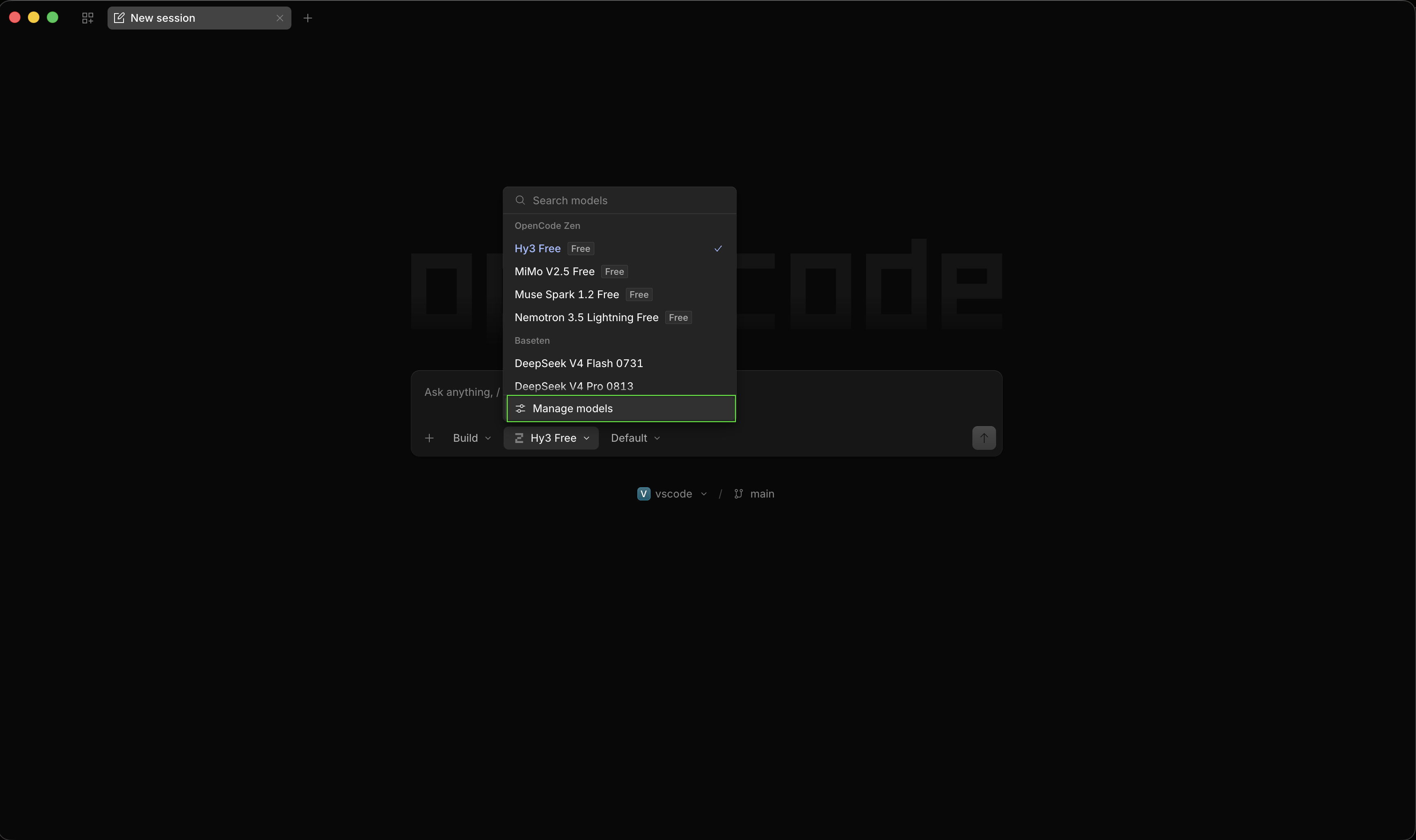 OpenCode: Manage models