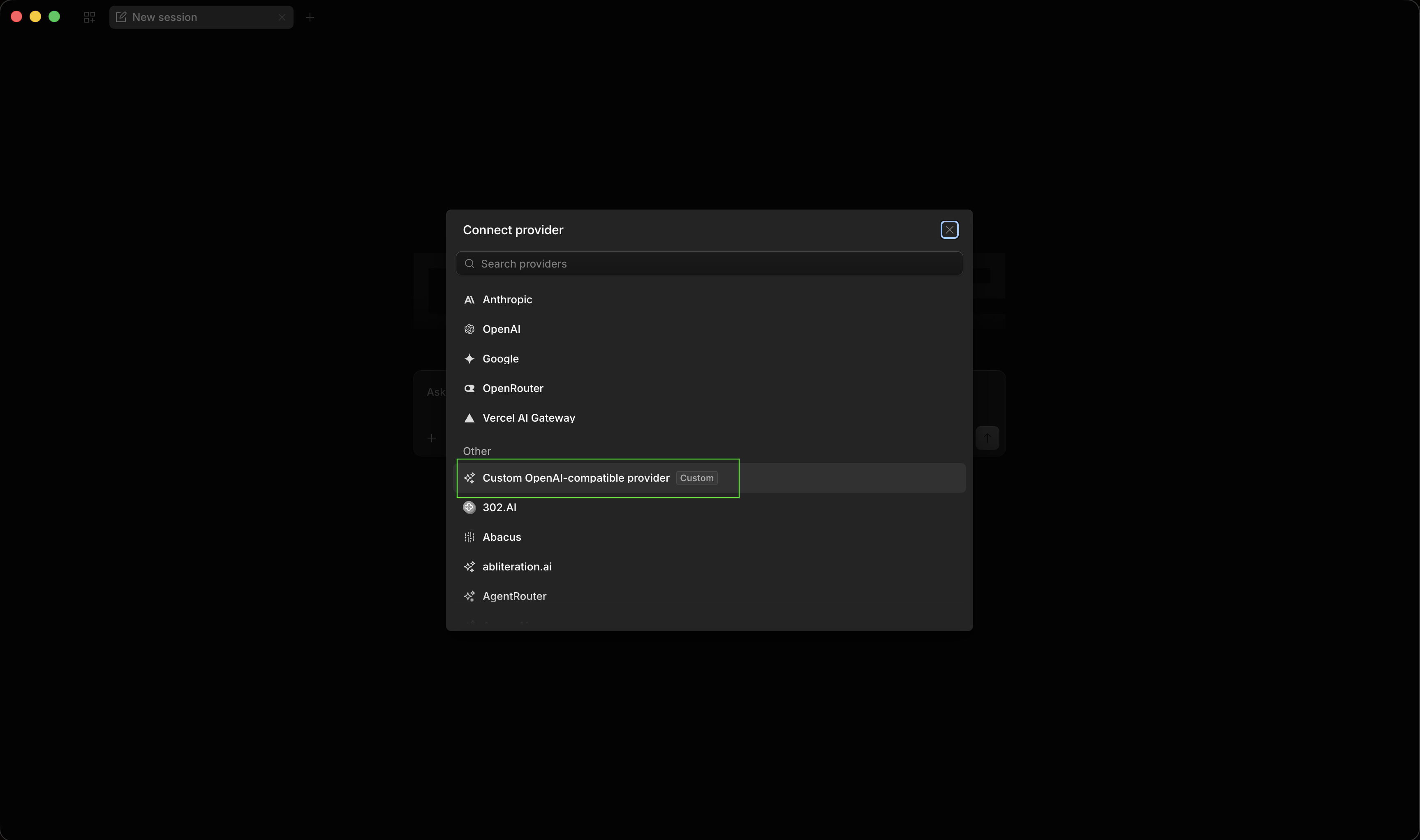 OpenCode: Custom provider