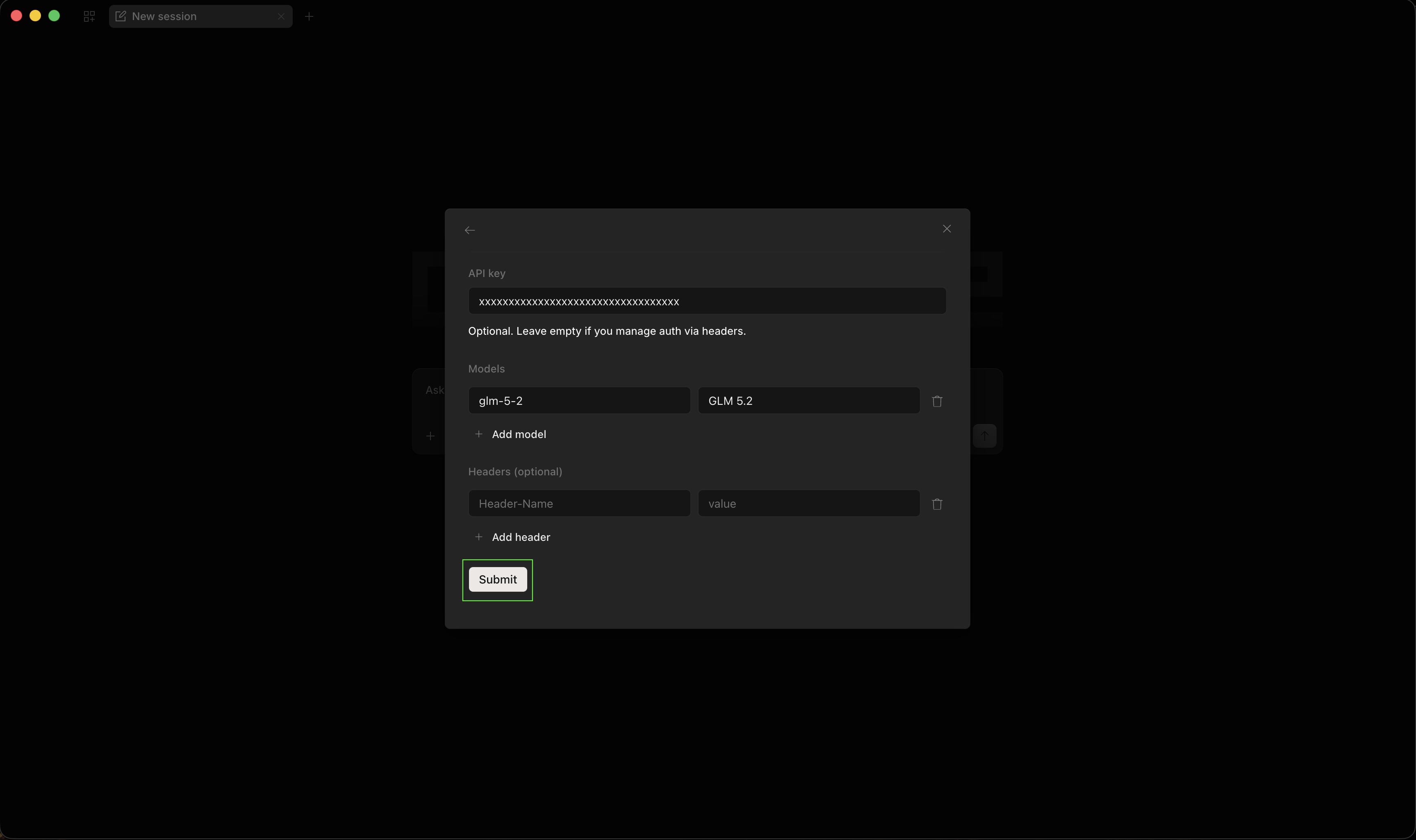 OpenCode: Submit custom provider